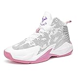 CJSPORX Men Women Basketball Shoes Breathable Non Slip Outdoor Fashion Sneakers White-2 Size 7.5-3