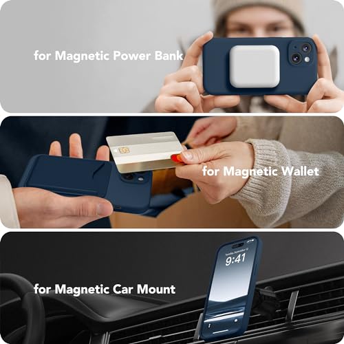Image of Magnetic for iPhone 14 Case, Compatible with MagSafe, [Full Camera Protection][Screen Protector] Silicone Shockproof Protective Phone Case for iPhone 14 6.1 inch, Cobalt Blue