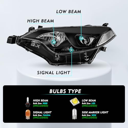 Image of TUSDAR LED Headlight Assembly for 2014 2015 2016 Toyota Corolla (W /Bulbs)