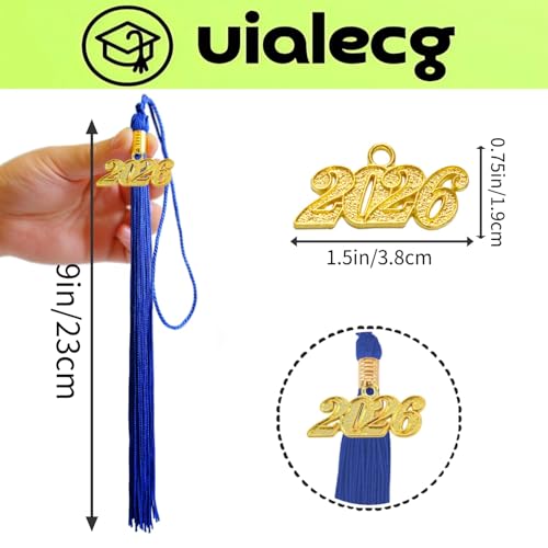 Image of Graduation Tassel 2026 for Grad Cap,Royal Blue Tassel with Gold Charm