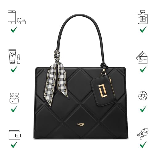 Image of Lavie Luxe Women's Quare26 Extra Large Laptop Satchel Bag | Upto 14 Inch | Satchel Handbag for Work | Ladies Purse | Stylish Shoulder Bag | Gift for Women