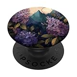 Mountain Floral Purple Flowers Moon Pattern Print PopSockets Adhesive PopGrip