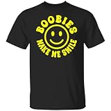 Absurd Ink Boobies Make Me Smile - T-Shirt (US, Alpha, Large, Regular, Regular, Black)
