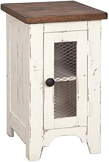 Signature Design by Ashley T459-7 Wystfield Farmhouse Chairside End Table, White/Brown