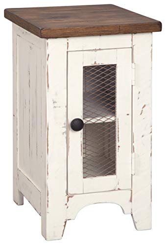 Signature Design by Ashley T459-7 Wystfield Farmhouse Chairside End Table, White/Brown