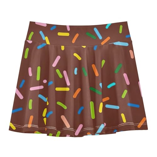 Joisal Colorful Sprinkles Chocolate Brown Kids Tennis Skirts Fun Cute Athletic Shorts for Girls Skorts Pleated Skort 4t