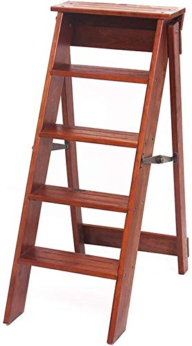 Taburete de escalera plegable de madera maciza portátil y silla doméstica