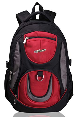 F Gear Axe Polyester 27 Liters Black Red School Bag