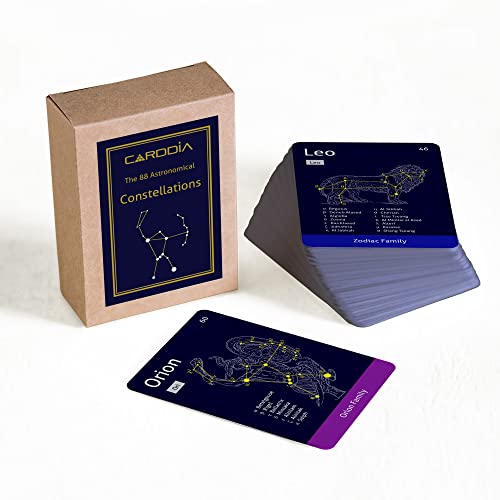 Carddia The 88 Astronomical Constellations Stem Flash Cards, Standard Playing Card Size, Sturdy, Water Resistant #TOP4