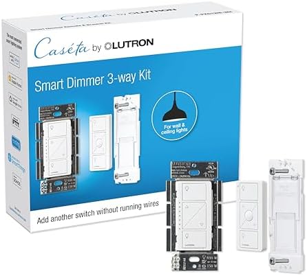 Lutron Caseta 3-Way Smart Dimmer Kit; LED Dimmer, Wireless Remote & Bracket