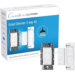 Lutron Caseta 3 Way Smart Dimmer Light Switch Kit, Includes Pico Remote, Bracket, and Smart Dimmer Switch, No Neutral Required, Works with Alexa, Apple Home, Ring, & Google Home, P-PKG1WB-WH, White