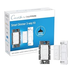 Lutron Caseta 3 Way Smart Dimmer Light Switch Kit, Includes Pico Remote, Bracket, and LED Dimmer Switch, No Neutral Required, P-PKG1WB-WH