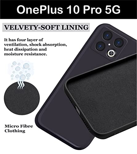 Image of A rtistque Liquid TPU Silicone Matte Shockproof Flexible with Camera Protection Soft Back Cover Case for OnePlus 10 Pro 5G - Black