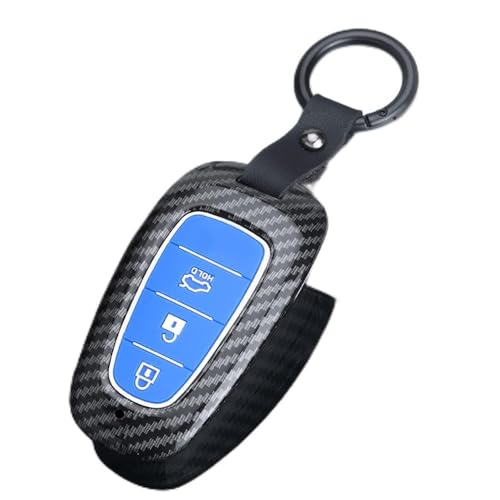 Coque de clé Hyundai en ABS bleu carbone pour Sonata Tucson NX4 et Nexo