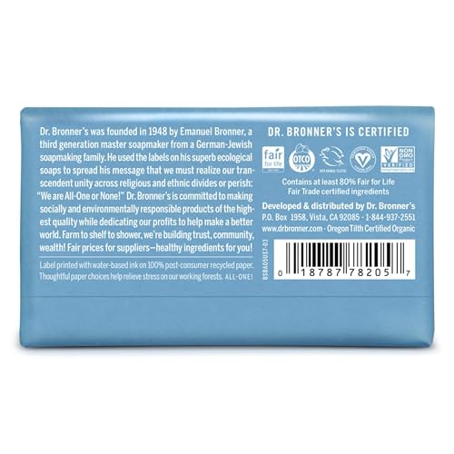 Dr. Bronners Bar Baby Mild Unscented 5oz. Soap (3 sztuki) by DR. BRONNER'S