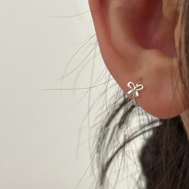 Bow Earrings for Women Small Silver Bow Ribbon Stud Earrings Dainty Bowknot Earring Hypoallergenic Christmas Jewelry Gift Accessories - Image 5