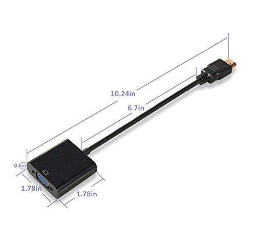 HDMI to VGA, Gold-Plated HDMI to VGA Adapter (Male to Female) Compatible for Computer, Desktop, Laptop, PC, Monitor, Projector, HDTV, Chromebook, Raspberry Pi, Roku, Xbox and More - Black