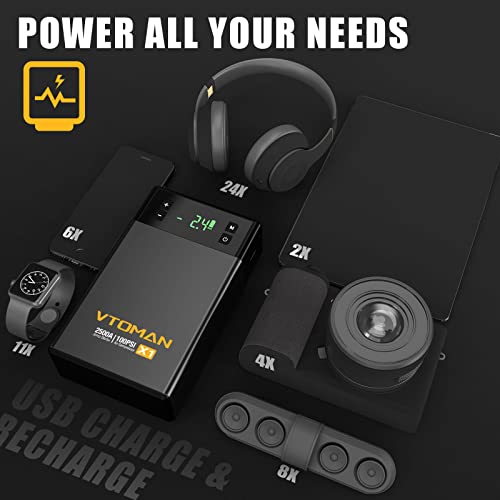 Vtoman X1 Jump Starter With Air Compressor, 2500A Battery Starter With 100Psi Digital Tire Inflator, 12V Lithium Jump Box For Vehicles, Lifebms Car Battery Booster For 8.5L Gas Or 6.0L Diesel Engines #TOP5