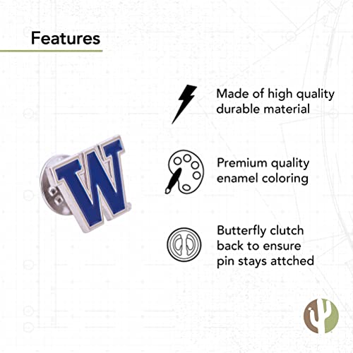 Image of Desert Cactus University of Washington Lapel Pin UW Huskies Made of Metal for Formal Wear, Bag and Hat Jewelry, and Tie Tack (Pin 1)