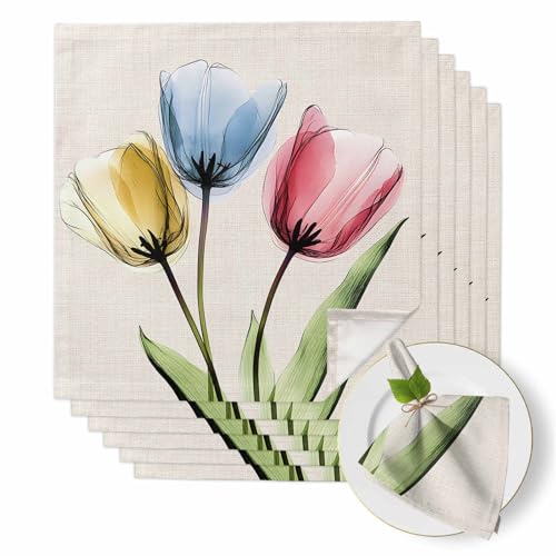 Juego de 6 Servilletas de Tela Florales 20x20 Pulgadas miniatura 1