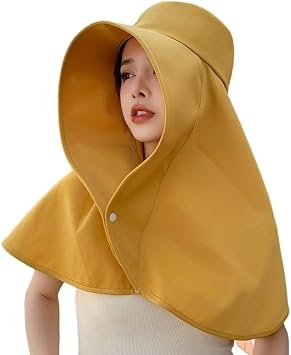 Ujicde Sun Hats for Women Fashion Sun Protection Wide Brim Shawl with Neck Flap Hiking Visor Hat Outdoor Summer BeachYellow