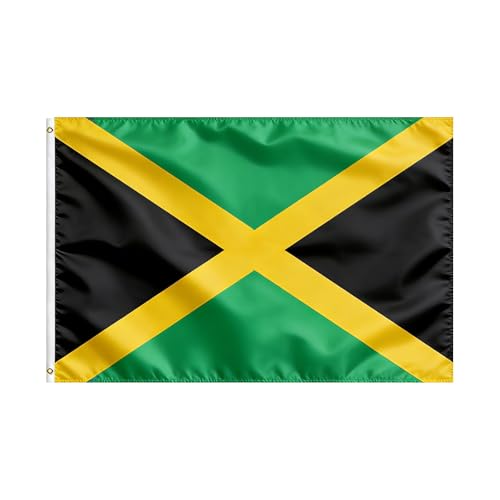 VELIFFCO Jamaica Flag Flag of Jamaica 3x5 Ft - Polyester Lightweight Flags with 2 Brass Grommets for Jamaican Party Decorations Sports Events Decorations