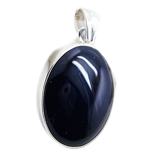 Onyx noir pendentif argent sterling chakra guérison forme ovale pour femme spirituelle