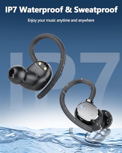 Hadbleng Ear Buds Wireless Bluetooth Earbuds Sport 2024 New Bluetooth 5.3 Headphones With Led Display 128H Playtime Powerful Bass Over Ear Earphones With Earhooks Ip7 Waterproof For Gym/Running/Workout thumb #5
