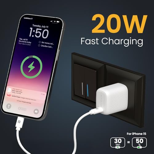 Image of Portronics Adapto 20X 20W Type C PD Fast Charging Adaptor, Fast Charger for iPhone 17 /16 /15 /14 /13 /12 Series with Plus /Pro /Pro Max Series Support, Samsung All Series Smartphones & All Type C Phone