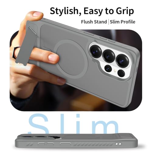 Image of MagPro L Case with Stand for Samsung Galaxy S26 Ultra | Strong Magnetic Compatible Cover, Hybrid Hard PC Back, Soft TPU Bumper, Shockproof Armor, Scratch Resistant | Translucent Matte Grey