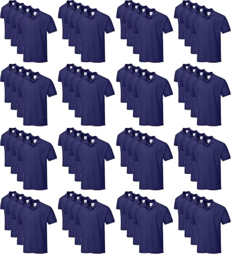 Image of Portwest B210 Naples Mens Polo Shirt Short Sleeve Pique Knit Polycotton Corporate Workwear Uniform UPF 40 Plus UV Protection Rib Collar Cuffs Twin Stitched Seams, Navy, XXXL