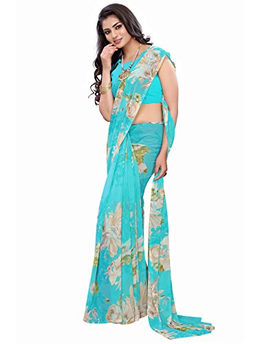 Image of SIRIL Women's Georgette Printed Saree With Blouse Piece