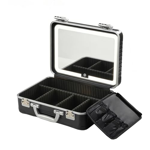 Valise en aluminium serrure combinaison malette maquillage LED