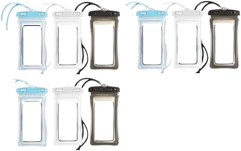 Transparent Waterproof Phone Pouch Under 7.2 Inches Touch Screen Swimming Rafting Case With Lanyard Sealed Bag(Blue)