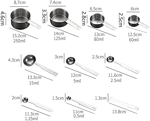 Measuring Cups Stackable Kitchen Measuring Spoon Set Stainless Steel Tablespoons Home Measuring Cups and Spoons Set(12pcs Measuring Cup) (11pcs Measuring Cup)