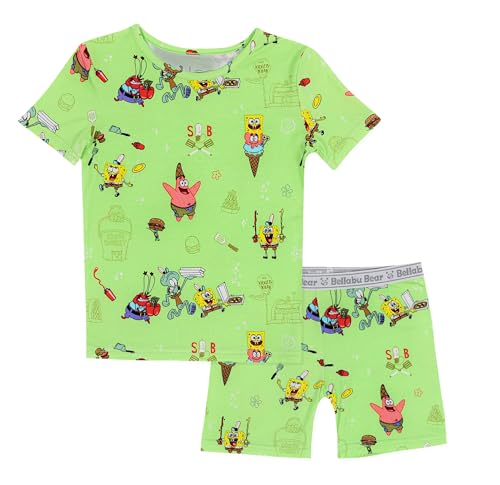 Bellabu Bear SpongeBob SquarePants Kids Shorts Set for Boys & Girls Matching Family Pajamas Rayon from Bamboo (as1 age 3_years Foodie)
