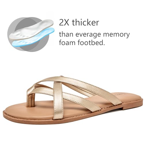 Image of Luoika Women's Wide Width Flat Sandals, Flip Flop Slides Sandal Casual Strapy Sandal Slip on Summer Beach Shoes for Women.