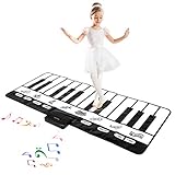 M SANMERSEN Kids Piano Mat, Music Mat for Kids Touch Play Keyboard Playmat 70.47” x 28.34” Dance Mat with 10 Demos/ 8 Instrument Sounds/ 24 Keys Musical Mat for Boys Girls