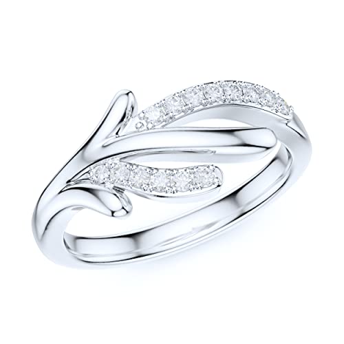 Sterling Silver Simulated Round Brilliant Cut Diamond or Genuine Moissanite Deer Reindeer Antler Style Promise Ring For Women