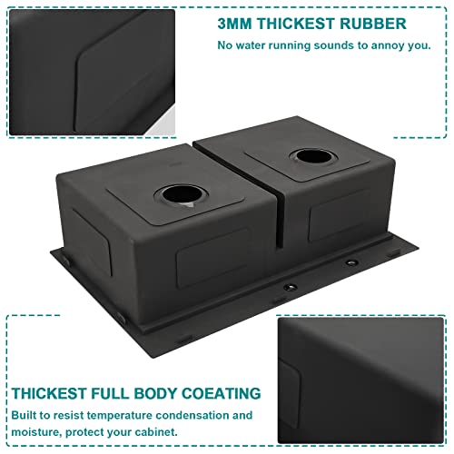 33 Matte Black Double Bowl Kitchen Sink Drop In - Lordear 33"X22" Kitchen Sink Double Bowl 50/50 Low Divide Ledge Workstation Matte Black Stainless Steel 16 Gauge Topmount Double Basin Kitchen Sink #TOP5