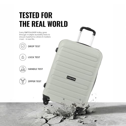 Image of SNITCH Loop Medium Size Grey Polypropylene Hard Travel Suitcase - Suitcase Medium Size & Luggage with 4 Wheels, Secure Lock & Free Shoe Bag