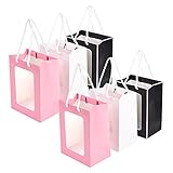 Tamaño y cantidad: 5.9x3.9x7.9 pulgadas / 15 x 10 x 20 cm. Un total de 6 bolsas de papel con asas, 3 colores, 2 piezas para cada color (negro, blanco, rosa).