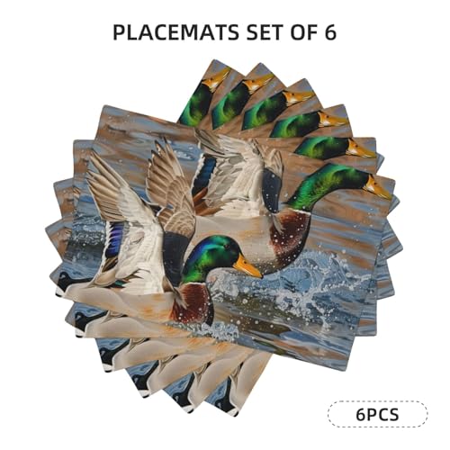 Sets de table canards colverts lavables et anti-chaleur pour déco de table campagne