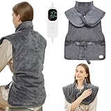 Fotgear Heating Pad for Neck Shoulders & Back - 24"x37" Large Weighted Electric Heat Pad with 6 Time Settings & 8 Heating Levels, Fast Heating & Overheat Protection, Gifts for Mom Women, Gray