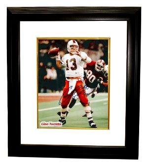 athlon CTBL-BW4567F Gino Torretta Signed Miami Hurricanes 8 x 10 Photo 92 Custom Framed