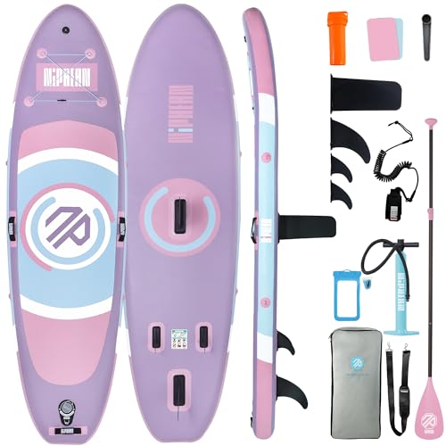 Niphean（Ultra-Light） Inflatable Paddle Board with StabilTrac Fin and Durable SUP Accessories, 10' Stand Up Paddle Boards for Adults & Youth, Versatile Yoga Paddle Board, Gift Ideas-Lavender Whispers