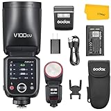 GODOX V100C V100-C Round Head Camera Flash for Canon, TTL Canon Flash with 100Ws Power, Intuitive Touchscreen, Li-Ion Battery, Built-in LED Modeling Lamp, with Detachable Sub Flash SU-1(USA Version)