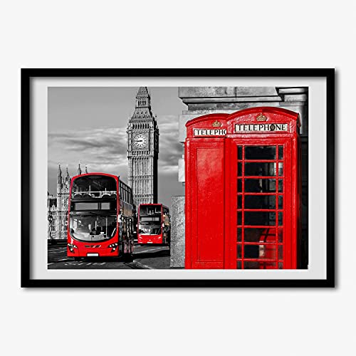 Cadre MDF 70x50 cm Tulup pour habiller un mur vide avec un tableau d'autobus rouge
