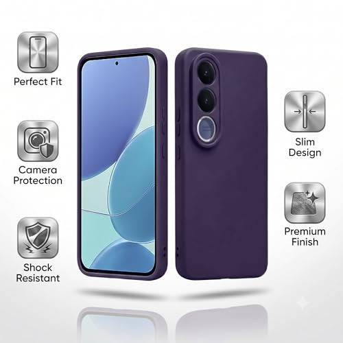 Image of FIRST MART Matte Silicone Back Cover for Vivo V70 FE - Purple
