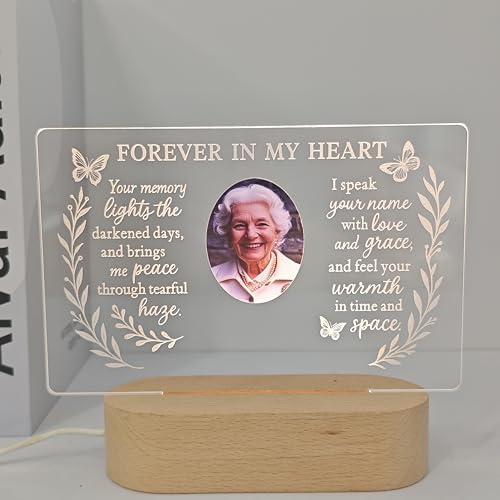 Personalized Memorial Lamp for Loved Ones – Custom Wooden Base